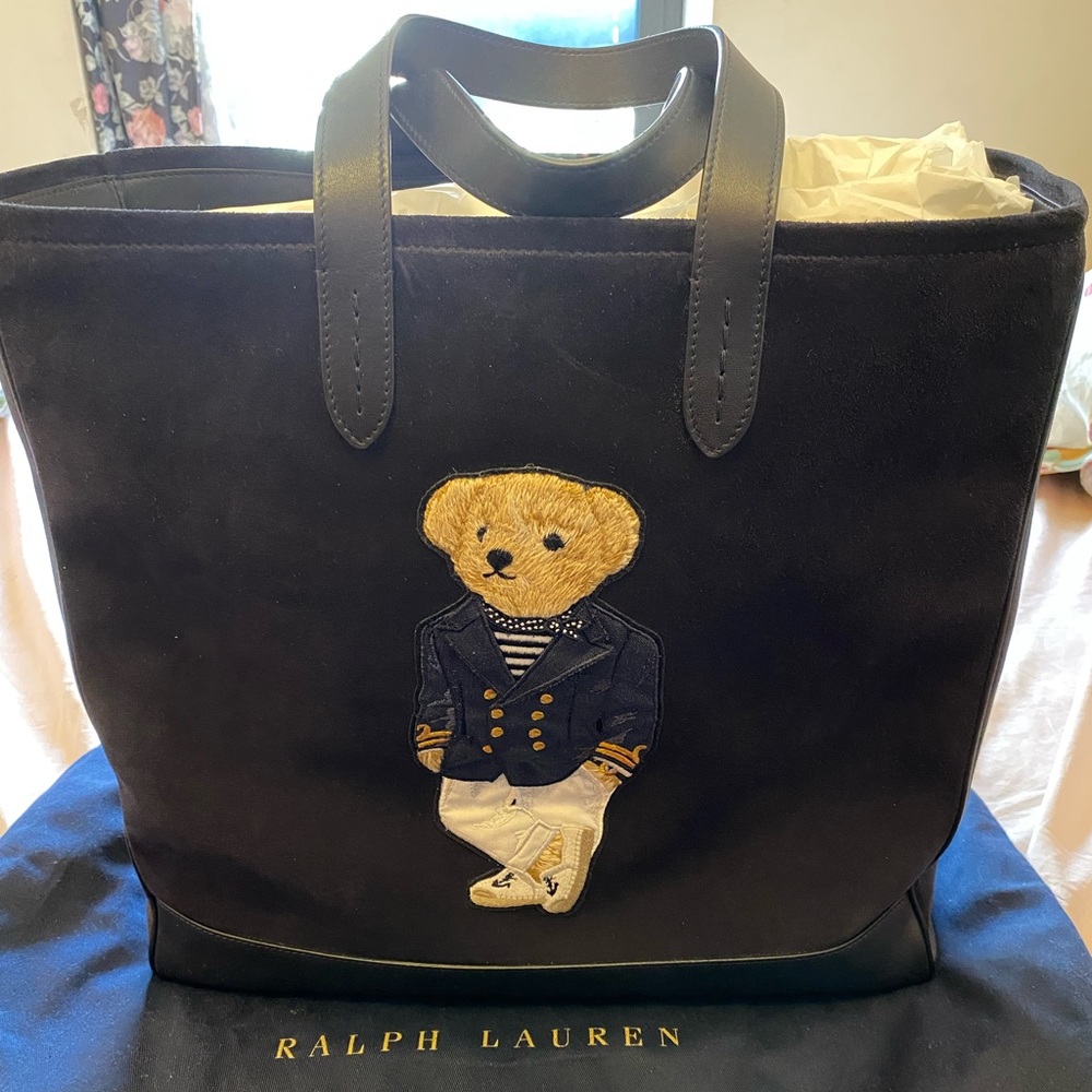 Ralph Lauren Polo Bear Canvas & Calfskin Tote